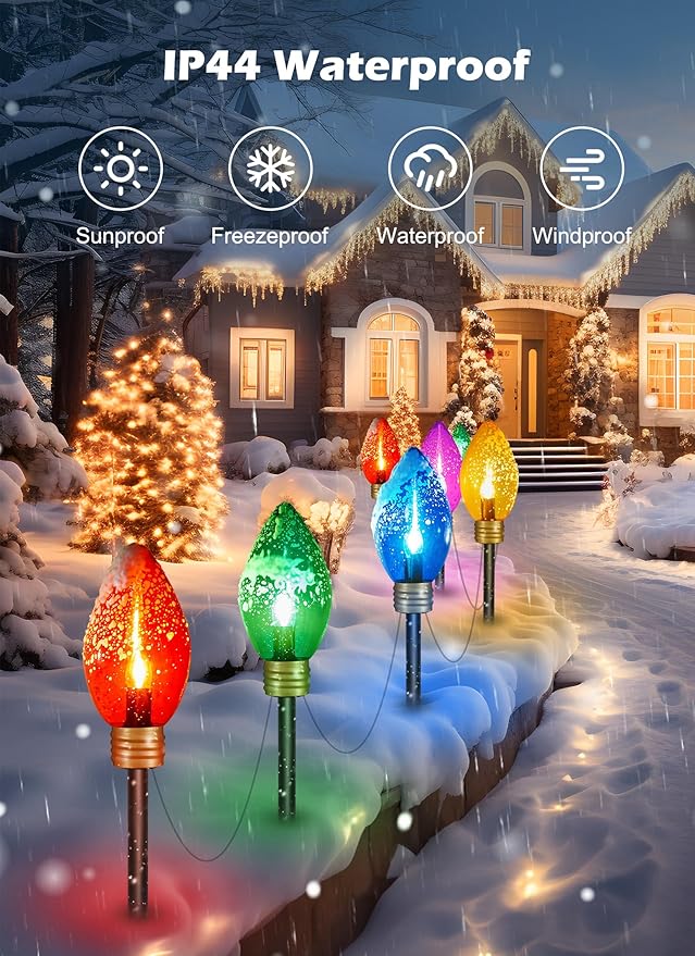 11Feet 5 LED Super Jumbo Christmas String Lights or Pathway Marker Lights, Outdoor Xmas Decorations- Jumbo C9 Hanging Lights Waterproof Lawn Dec for Holiday Home Tree Roof Yard Garden, Multicolor