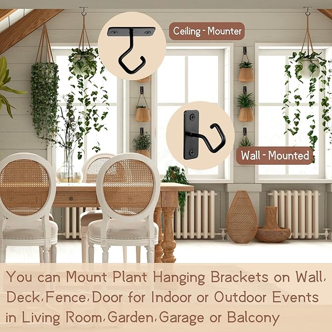 AJART Ceiling Hooks for Hanging Plants: Iron Plant Hanger for Wall Mount - 2 Pack/2.5 Inch Ceiling Hook for Indoor Use
