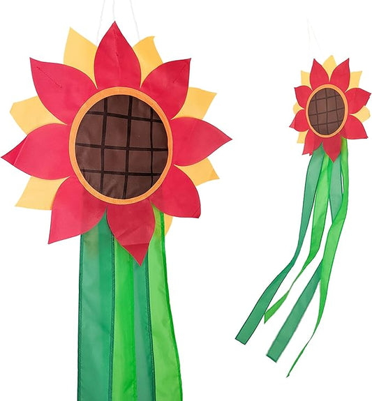 Madrona Brands Red Flower Windsock | Durable Outdoor Hanging Decoration | Yard, Garden, Patio, Home and More | 42-Inch