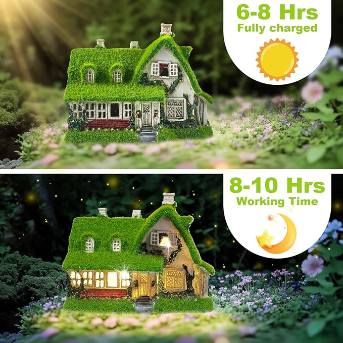 Solar Garden Outdoor Statue Light - Fairy House Lawn Decoration for Patio, Balcony, and Yard - Unique Gift for Any Occasion