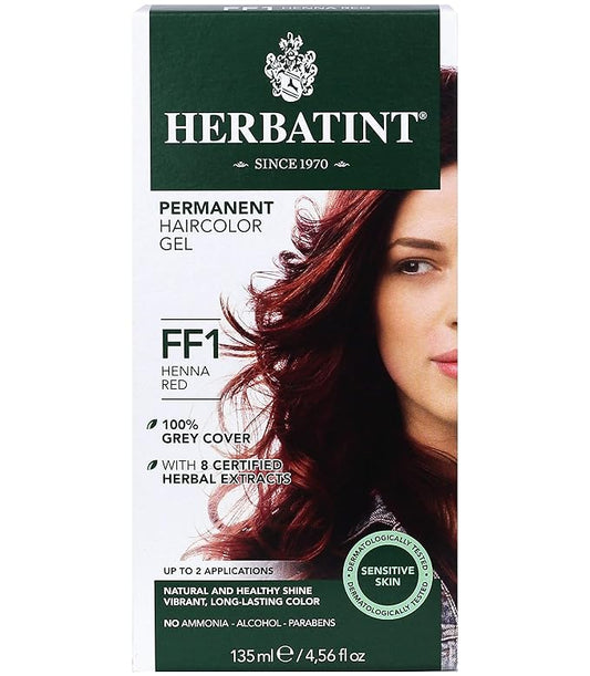 Herbatint Permanent Haircolor Gel, FF1 Henna 100% Grey 4.56 oz