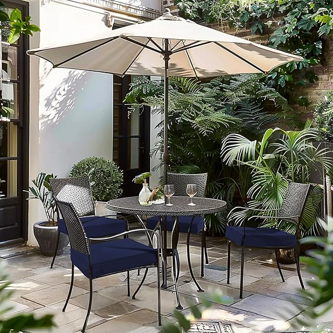 Favoyard Patio Chair Cushions 18.5 x 16 x 3 Inch Waterproof Outdoor Seat Cushions for Patio Furniture 3-Year Color Fastness Garden Sofa Couch Pads with Handle & Adjustable Straps Set of 2, Blue