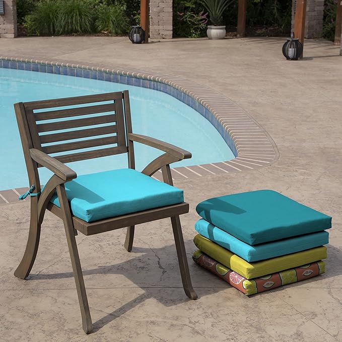 Arden Indoor/Outdoor Seat or Rocking Chair Cushion, 19 x 18, Water Repellent, Rain Proof, Fade Resistant Cushion for Rocking or Dining Chairs Pool Blue Leala