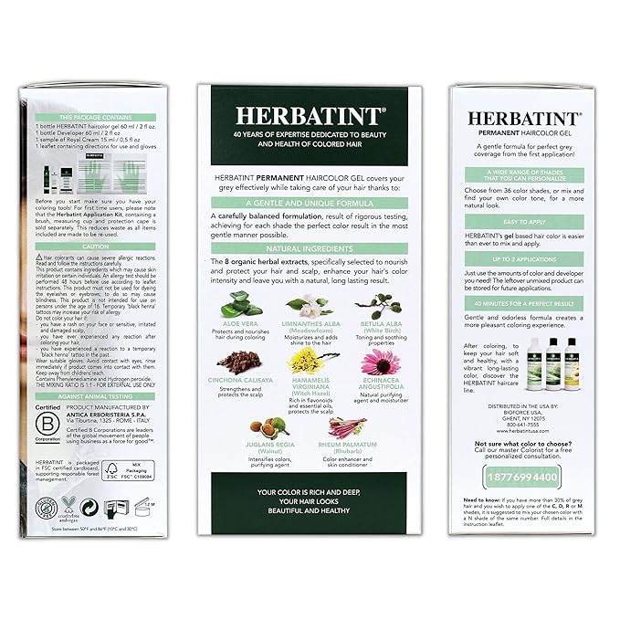 Herbatint Permanent Haircolor Gel, 7C Ash 100% Grey 4.56 oz
