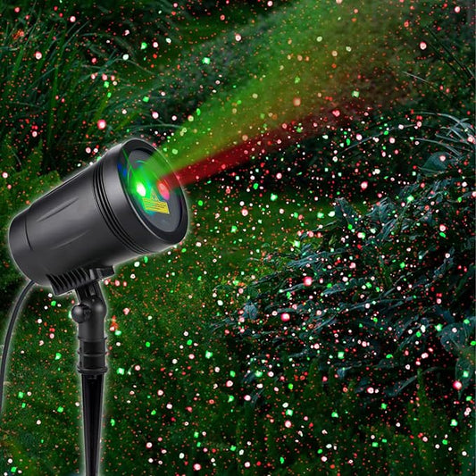 Outdoor Garden Laser Light Projector, Christmas Laser Lights with Red and Green Star Show, Waterproof Holiday Laser Light Landscape Spotlight, Suitable for Outdoor Garden, Home, Decoration, Party