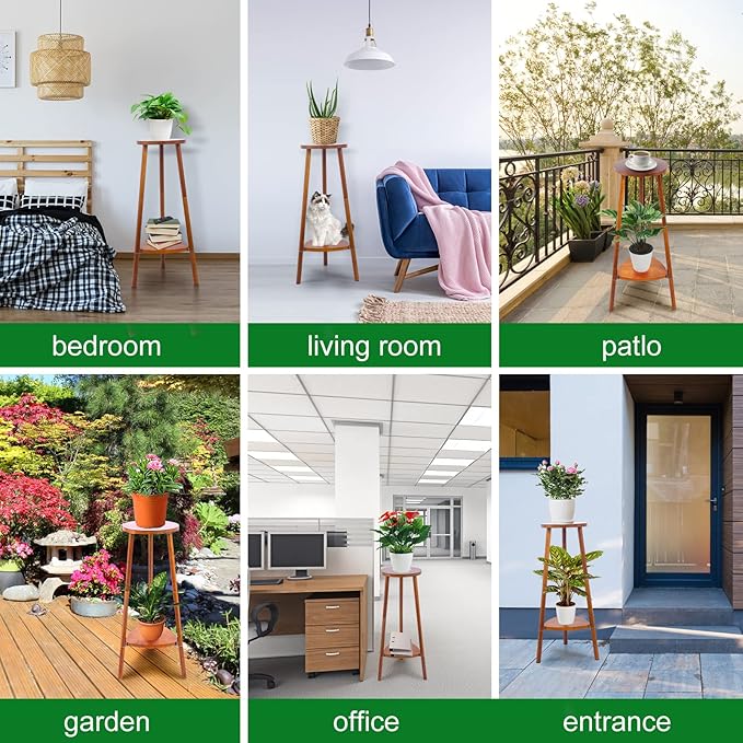 Plant Stand Indoor Tall,2 Tier Convertible Wooden Flower Stand,Planter Stand,Multi-purpose Plant Shelf Indoor for Living Room Balcony Garden Patio Office,Walnut