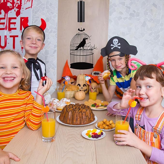 Therwen 6 Pcs Ornament Spinner Battery Operated Wind Spinner Motor Rotator Disco Ball Motor Outdoor Hanging Ornament for Halloween Mardi Gras Decoration, No Battery(Black)