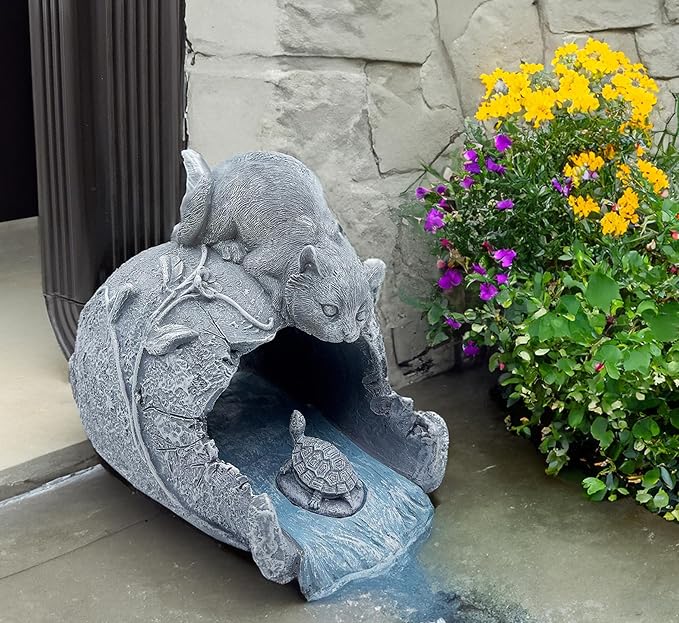 Real Cat Sculpture Gutter Downspout Extender, Eco-Friendly Resin Garden Animal Statue, Decorative Gutter Extension Downspout, Outdoor Decor Ornament, Splash Block, Perfect for 3"x4" Downspouts