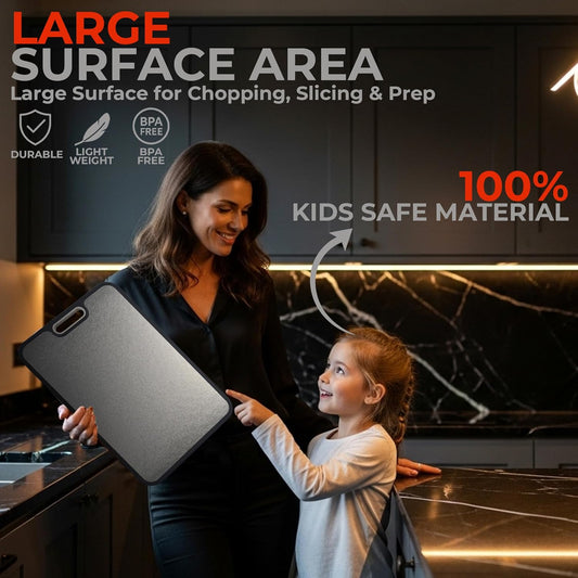 Titanium Cutting Board 16x11in – Pure Crystallized Titanium and Wheat Straw PP, Double-Sided, Non-Slip, Dishwasher Safe, For Kitchen, BBQ, Camping, Eco-Friendly Cutting Boards for Kitchen