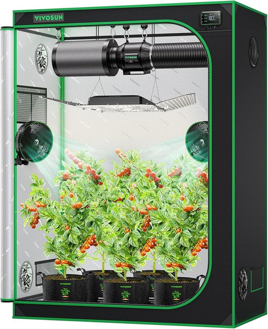 VIVOSUN S538 5x2 Grow Tent, 60"x32"x80" High Reflective Mylar with Observation Window and Floor Tray for Hydroponics Indoor Plant for VS2000/VSF4300