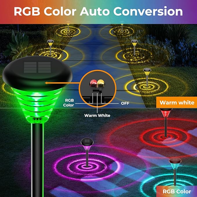 6 Pack, Landscape Lighting for Yard and Walkway, Garden Decor for Outside Patio Porch, Warm White, Black, GD006