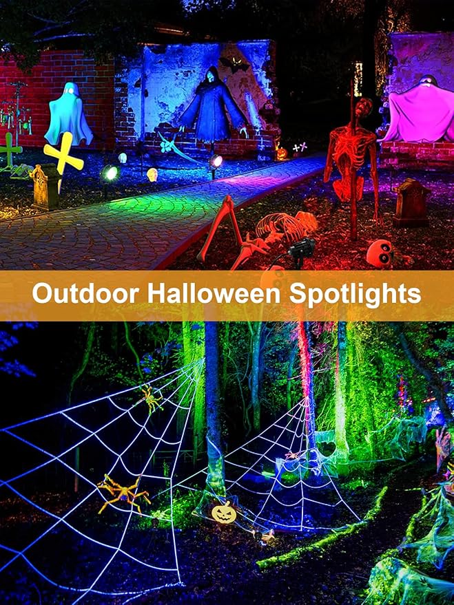 ZUCKEO 15W Christmas Outdoor Spot Lights RGB Color Changing Landscape Lights, 120V Waterproof LED Spotlight with Remote & Plug for Yard Garden Path House Halloween Decorations (1Pack)
