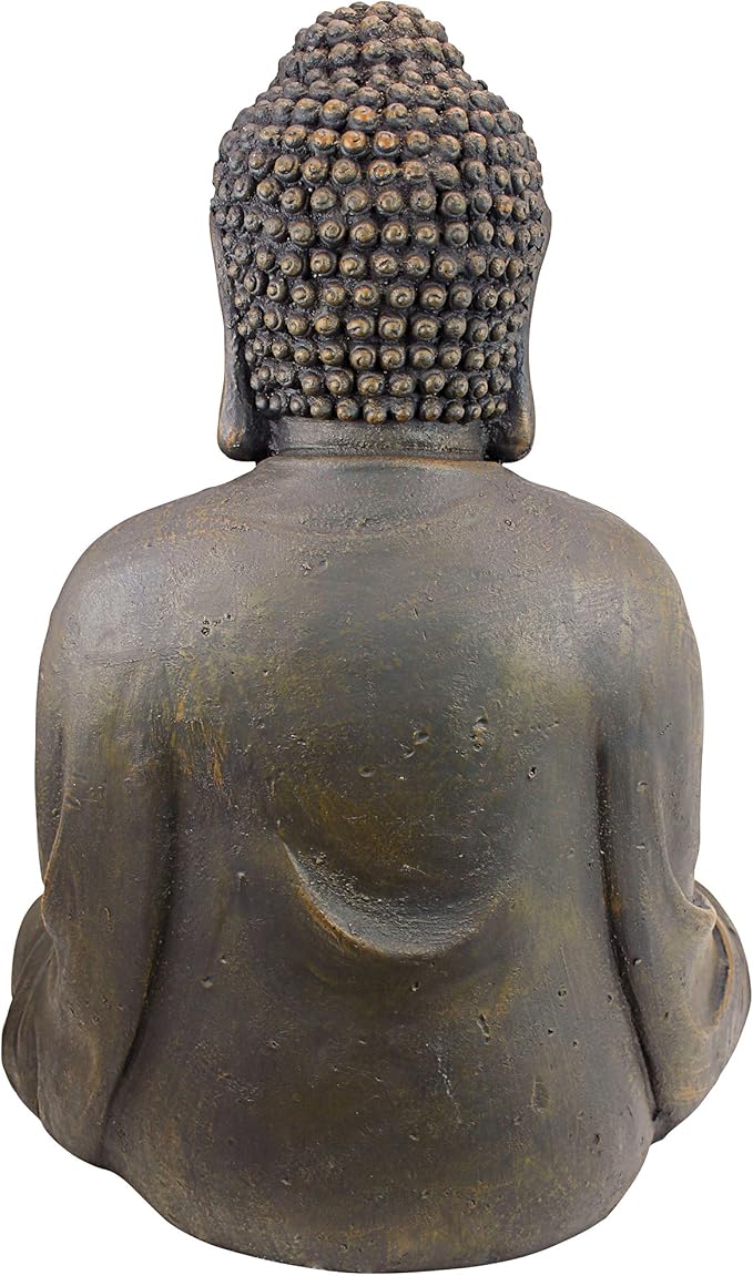 Design Toscano Meditative Asian Decor Grand Temple Indoor/Outdoor Garden Statue, Medium, 25 inches tall, Cast Stone Resin, Dark Stone Finish