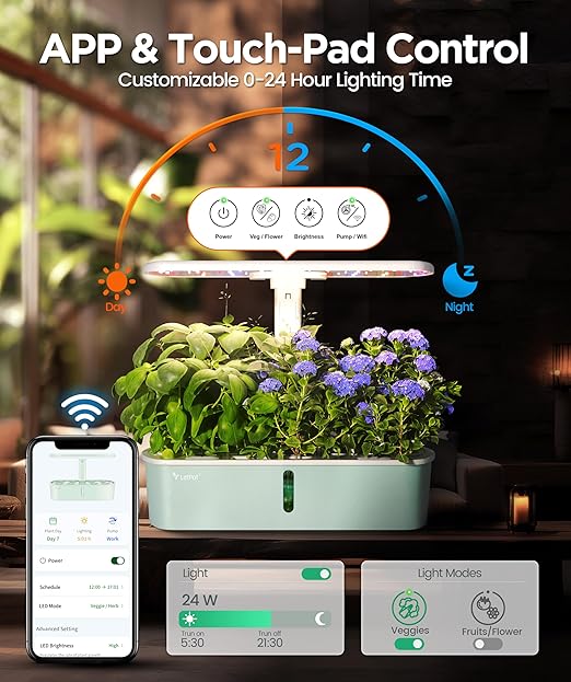 LETPOT LPH-Air Hydroponics Growing System Kits, APP & WiFi Controlled Smart Indoor Garden with 24W Grow Light Full Spectrum, 10 Pods Planter Indoor Gardening for Gifts, Kitchen, Vegetable