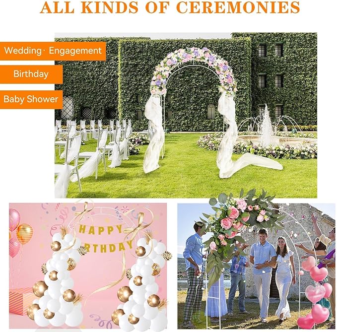 Tytroy Reconfigurable & Easy-to-Assemble Metal Outdoor & Indoor 7'6" Garden or Wedding Arch Arbor for Wedding Bridal Party Elegant Decorations & Garden Climbing Plants Vines (White 1PC)