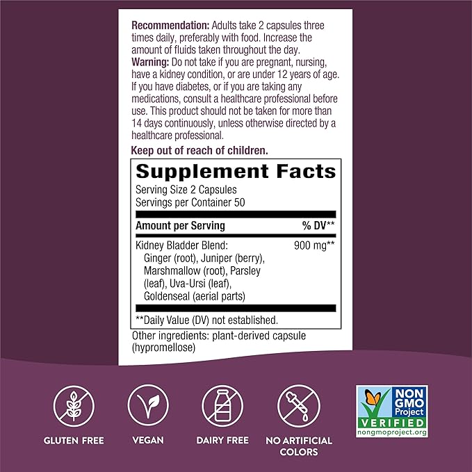 Nature's Way Kidney Bladder, Traditional Herbs 900mg Per 100 Vegan 2)