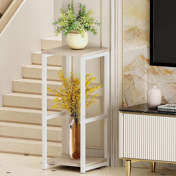 Plant Stand Indoor Corner Tall 2 Tier Metal Modern Flower Storage Plant Shelf Holder for Living Room Balcony Garden,White (2 Tier-White)