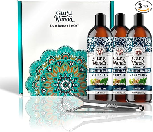 GuruNanda Advanced Oil Pulling with Tongue (3x8 Fl