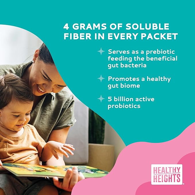 Healthy Heights Happy Tummies Prebiotic and Probiotic Fiber Supplement for Kids Ages 2+