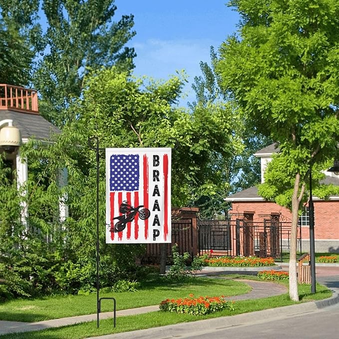 Braaap Motocross Dirt Bike American Flag Garden Flag 12x18 Inch Outdoor Decoration Banner House Flags Yard Farmhouse Garden Deco Indoor Sign, Colour6