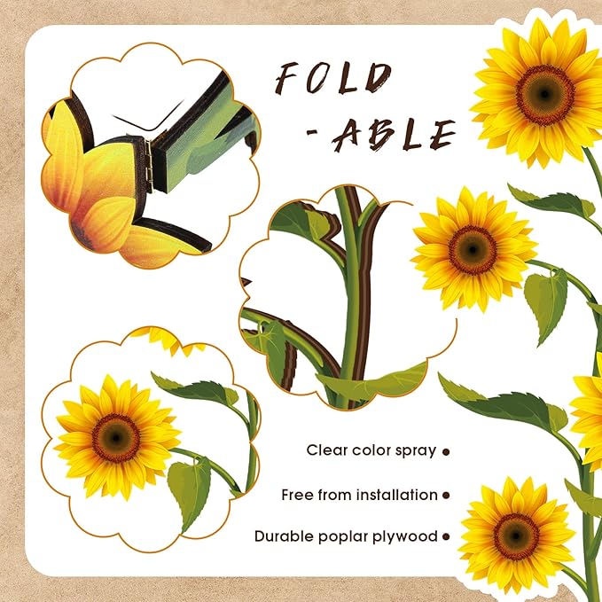 Ferraycle Wooden Sunflower Wall Decor Hanging Sunflower Outdoor Decor Rustic Flower Wall Art Yellow Large Farmhouse Wooden Signs for Indoor Bathroom Porch Patio Bedroom Accessories(Sunflower,Wooden)