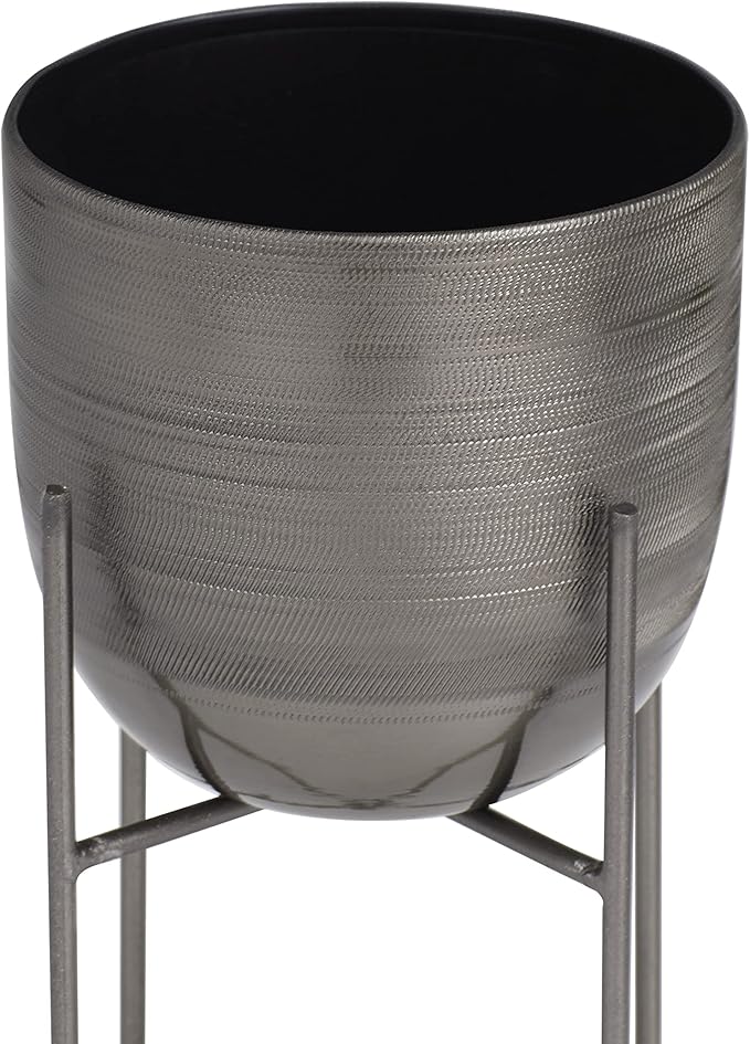 Deco 79 Metal Indoor Outdoor Planter Small Planter Pot with Removable Stand, Set of 2 Planters 12", 9"H, Gray