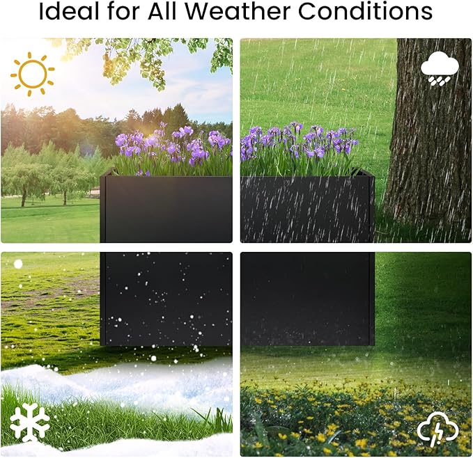 Metal Planter Box 38”x12”x30” with Adjustable Shelf & Smart Drainage - Heavy-Duty Powder-Coated Steel, All-Weather Indoor/Outdoor Use for Garden, Patio, Balcony