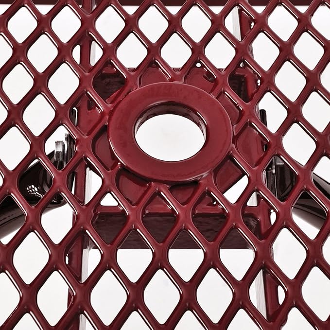 Global Industrial 4 ft. Expanded Metal Rectangular Outdoor Steel Picnic Table, Red