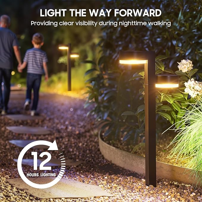 Solar Pathway Lights Outdoor, 4 Pack Dual-Head Solar Lights Outdoor Waterproof Super Bright Up to 12Hrs, Auto On/Off Garden Light for Yard Patio Path Walkway Driveway Outside Decor