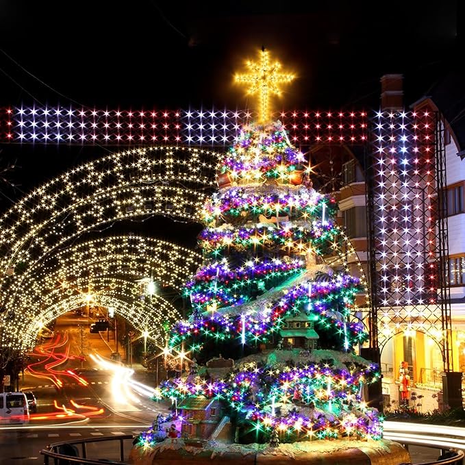 22" Bethlehem Star Outdoor Christmas Lights 90 LEDs Christmas Tree Lights Hanging Lights Mains Powered Polaris Christmas Decorations,Star of Bethlehem Lights for New Year Holiday Wedding Party Decor