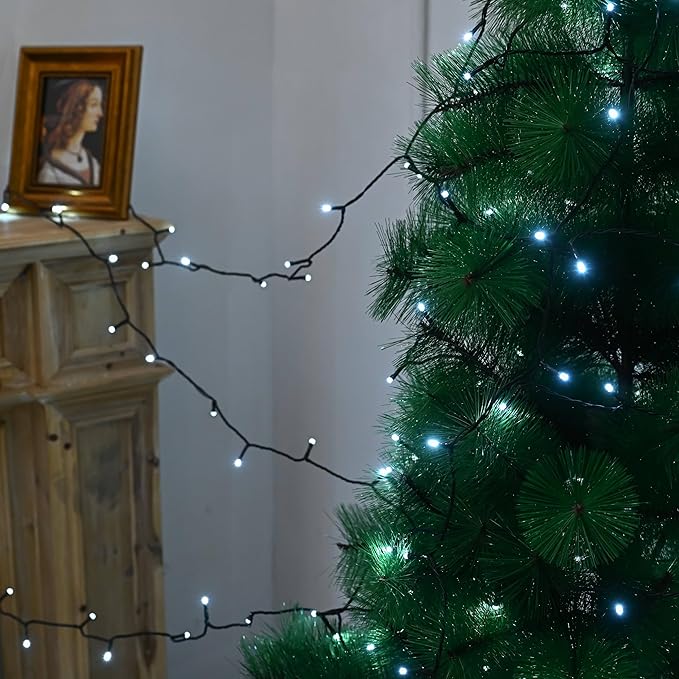 Outdoor String Lights, 600 LED 108Ft Christmas Light with Remote, 8 Lighting Modes, Powered Plug for Wedding Party Garden Tree Yard Indoor Decorations(216 Ft | White, 216 Ft)