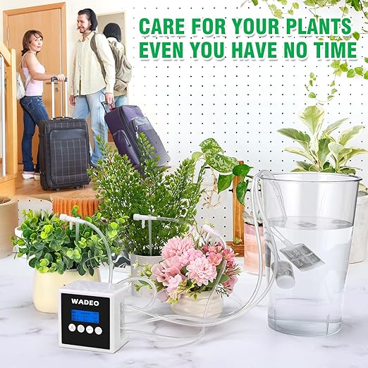 WADEO Automatic Watering System for Potted Plants, Dual Pump Plant Watering System, 15 Potted Automatic Plant Waterer for Indoor, Automatic Drip Irrigation Kit with Digital Programmable Water Timer