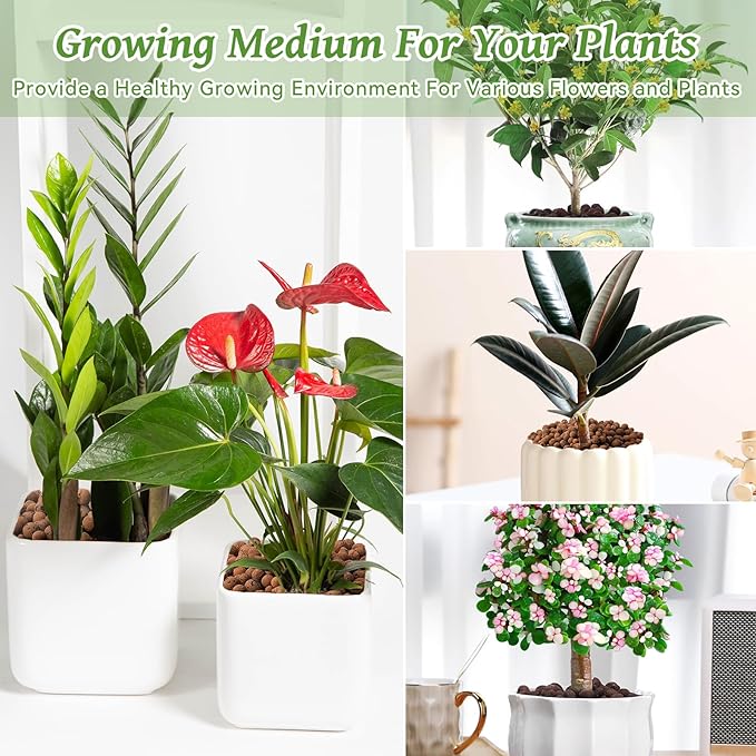 Riare 16 LBS Organic Expanded Clay Pebbles for Plants- 4mm-16mm Natural Leca Balls Lightweight Hydroponic Clay Pebbles Aggregate for Indoor Plants, Hydroponic Growing, Plants Drainage, Aquaponics