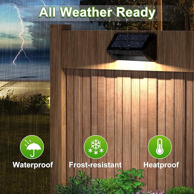 LANSOW Solar Fence Lights 10 Pack, Cool White, Warm White and White, Solar Deck Lights Outdoor Waterproof, Dusk to Dawn Solar Powered Lights Decor for Outside, Step, Yard, Patio, Wall, Stair(Black)