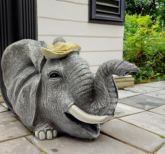 Teaeeno Elephant Decor Statue Gutter Downspout Extension Decorative,Animal Statue Outdoor Decor,3"×4" Rain Gutter Downspout Splash Block,Garden Splash Block Outdoor Sculpture,Rain Downspout Diverter