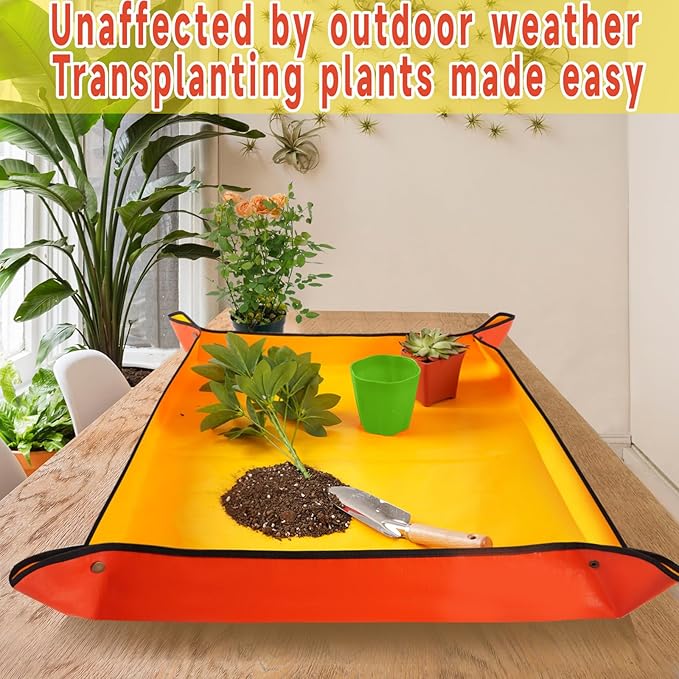 27" X 27" Repotting Mat for House Plant Transplanting and Dirt Control, Potting Soil Mat Succulent Planting Mat Gardening Gifts for Women Men