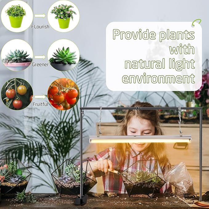 Saillong Seedling Grow Light with Stand for Indoor Plants, 18W Full Spectrum LED Grow Lamp with Metal Stand, Height Adjustable Seedling Grow Light for Seed Starting, Germination, Hydroponic (2 Pack)