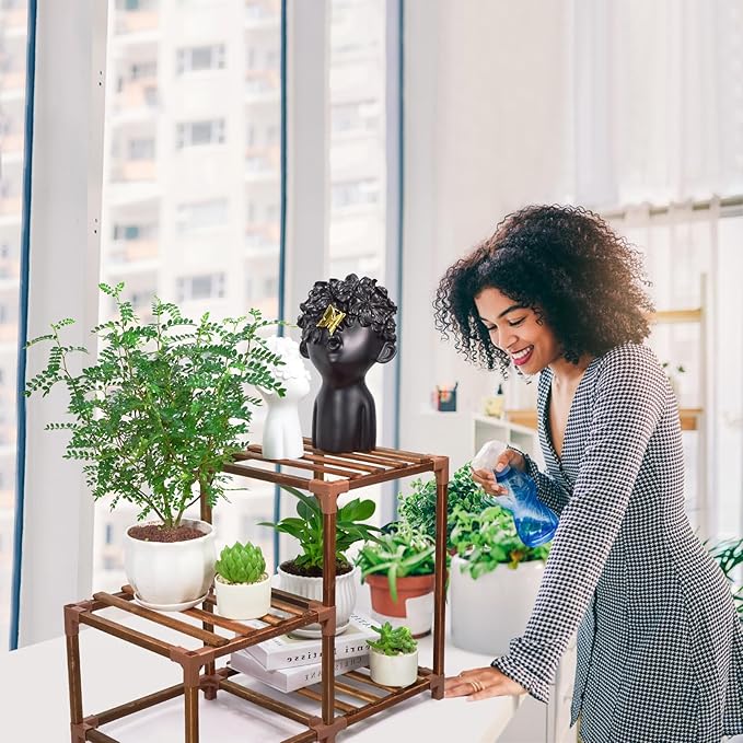 XXXFLOWER Plant Stand Indoor Outdoor 3 Tiers Wood Plant Shelf for Multiple Plants ，Large Plant Rack for Window Garden Balcony Patio Porch Living Room