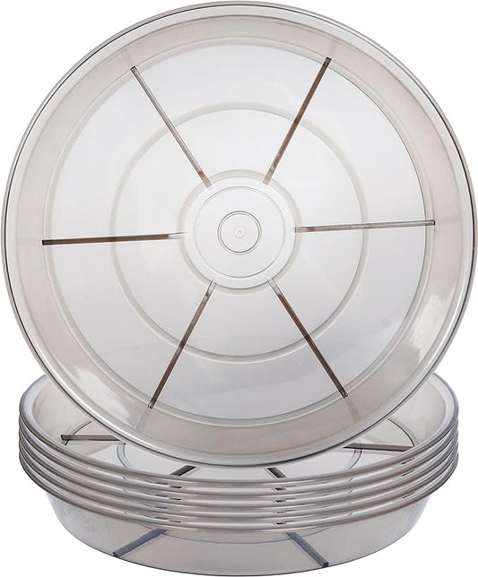 2 Pack Plant Saucer Drip Tray 17 inch, Large Heavy Sturdy Plastic Planter Flower Pot Saucers for Indoor Outdoor Garden, Plant Water Drip Trays for pots (17" 2Pack, Grey)