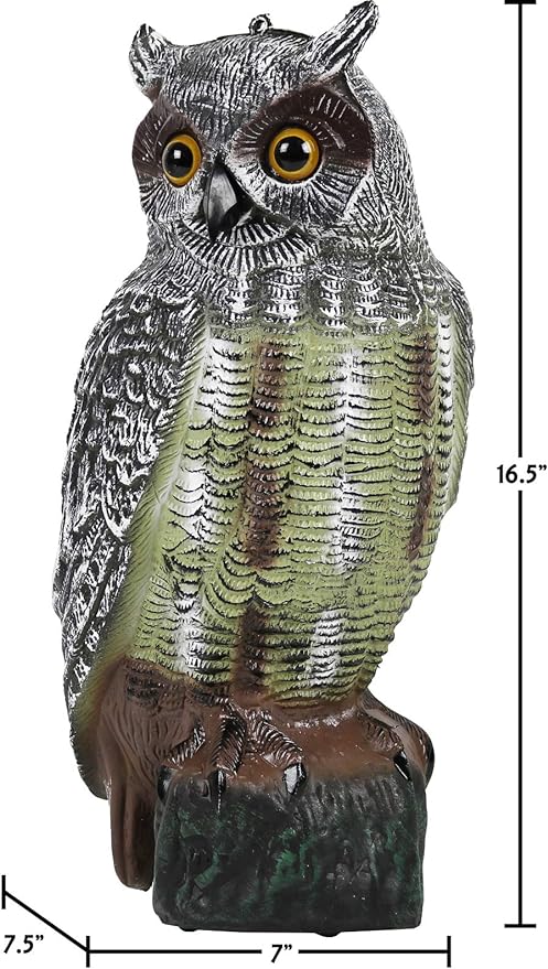 Galashield Owl Decoy | Plastic Owls to Scare Birds Away | Owl Statue for Garden & Outdoors 16.5" Tall