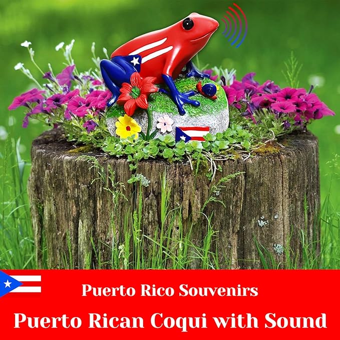 Puerto Rico Souvenirs, Puerto Rican Coqui with Sound, National Symbol of Puerto Rico Decorations Gifts, Novelty Puerto Rican Theme Sculpture Coqui Signs Frog Figurine, Battery Not Included