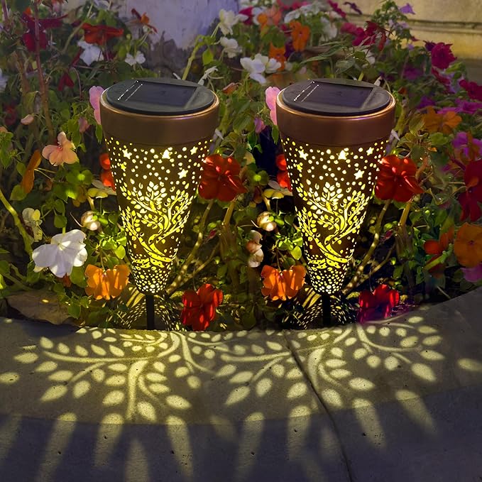 Tree of Life 2 Pack Solar Pathway Lights - Outdoor Waterproof Garden Decor, Pathway Landscape Lights for Backyard Patio Path Yard Lawn Walkway