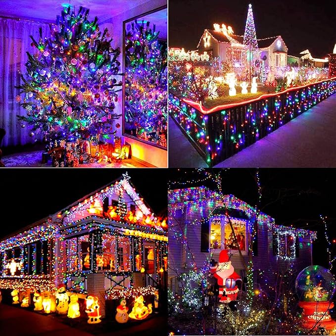 175Ft Christmas Lights Outdoor, 500 LED Christmas String Lights with 8 Modes, Timer, Waterproof Fairy Twinkle Lights for Christmas Party, Garden, Wedding, Holiday, Xmas Tree Decorations (Multicolor)