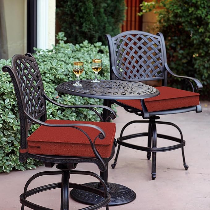 LVTXIII Patio Chair Cushions 19"x19"x3", Water-Repellent Outdoor Seat Cushions for Patio Furniture, Square Chair Pads with Ties for Home Garden Decoration, Set of 2, Brick Red