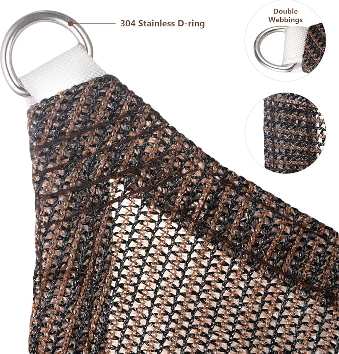 Eden's Decor Straight Flat-Edged Sun Shade Sail Rectangular 9' x 17' Brown UV-Blocking Outdoor Canopy Fabric Cloth Awning for Pergola Patio Garden Backyard Custom Size