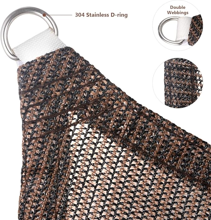 Eden's Decor Straight Flat-Edged Sun Shade Sail Rectangular 17' x 18' Brown UV-Blocking Outdoor Canopy Fabric Cloth Awning for Pergola Patio Garden Backyard Custom Size