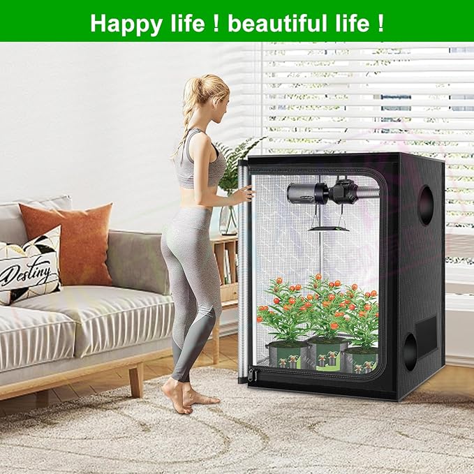 MELONFARM 2x2 Grow Tent, 24"x24"x32" Grow Tent, Double Transparent Viewing Door Indoor Grow Tent, Growing Tent with High Reflective Mylar & Floor Tray, Plant Tent for Indoor Hydroponics Growing