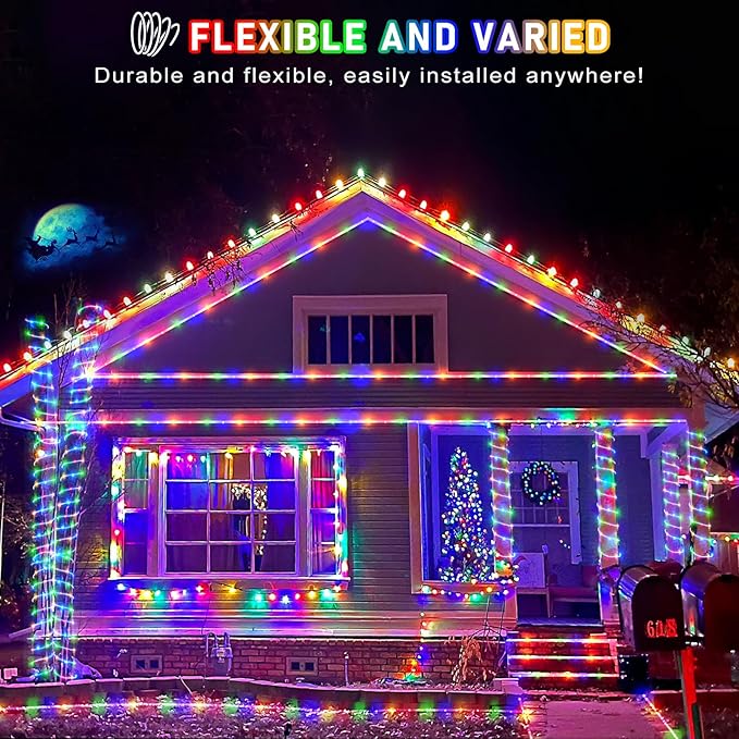 Rope Lights for Outside, 100FT 300 LED Plug in Christmas Lights Outdoor with Waterproof 8 Modes, Connectable String Light for Indoor House Patio Garden Party Easter Decorations, Multicolor