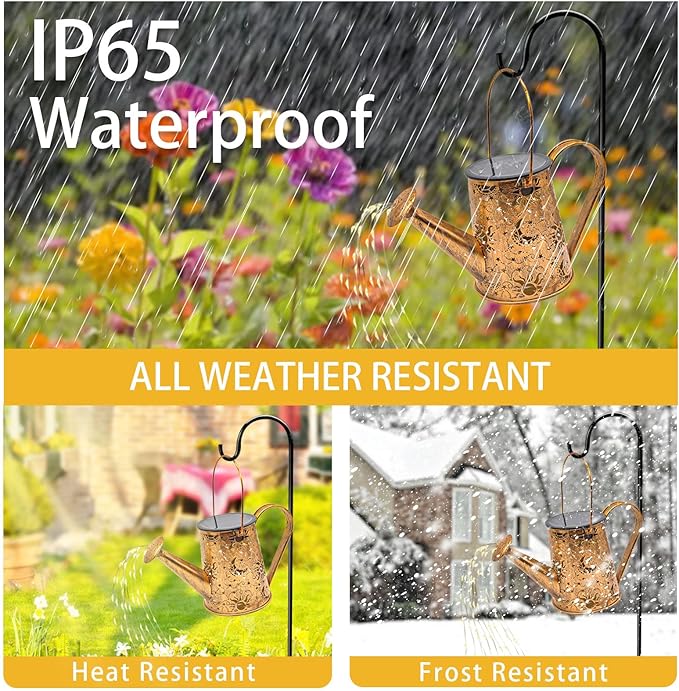 Solar Garden Lights Outdoor, Solar Watering Can Lights Garden Decor Gifts for Grandma Mom, Sun Moon Waterproof Hanging Lantern with String Lights, Yard Decoration for Patio Porch Lawn Backyard Pathway
