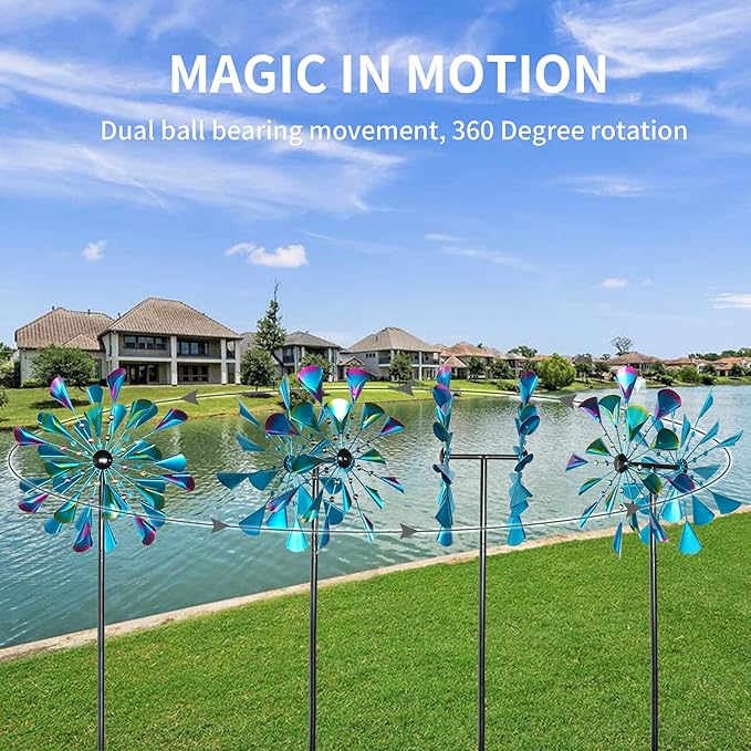 Decoroca 72" Large Wind Spinner Outdoor, Metal Garden Clearance Sculpture & Yard Decor